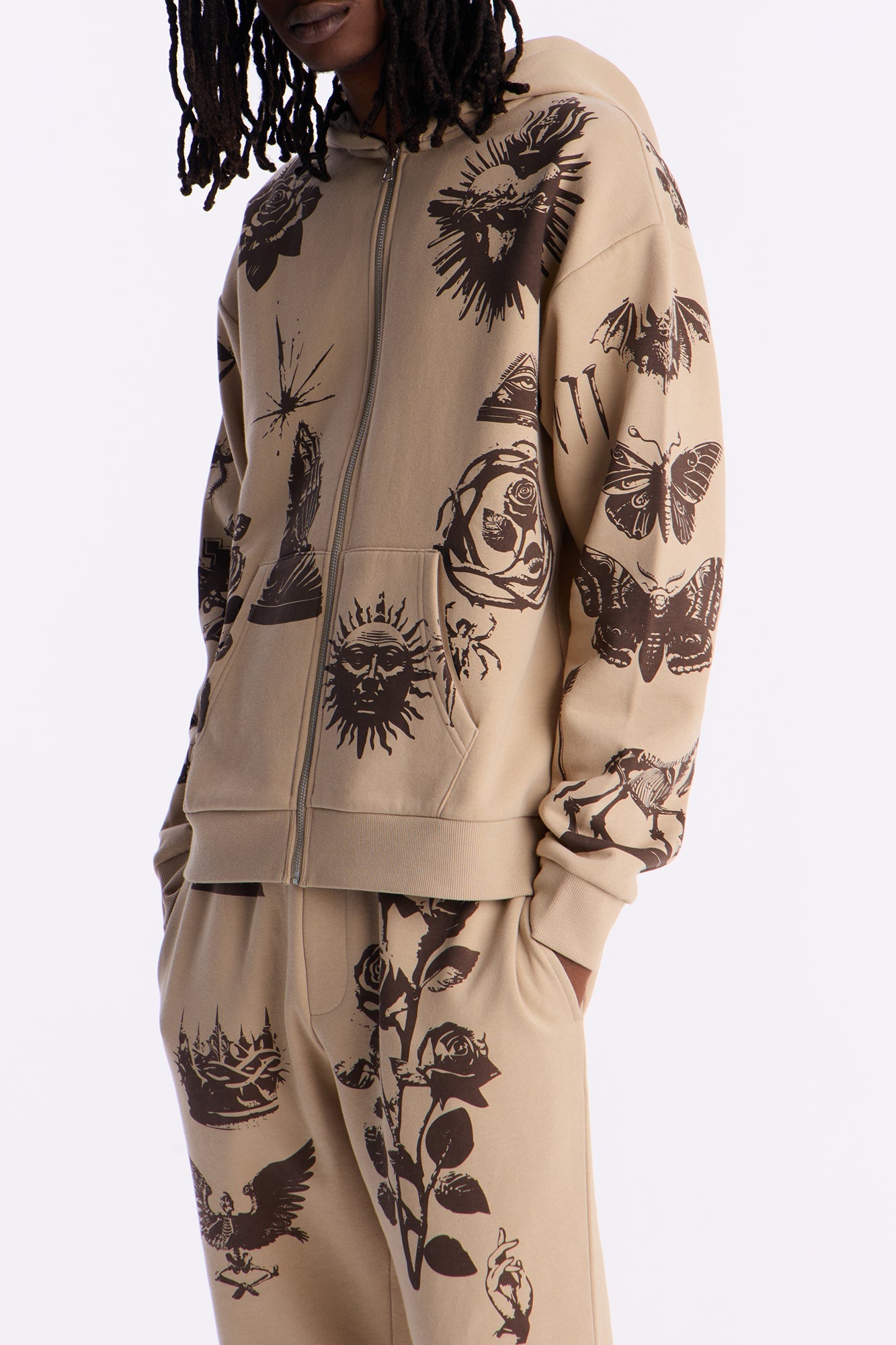 Rogue Culture Zip Up Hoodie - Taupe