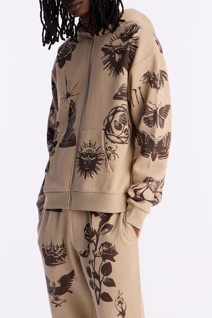 Rogue Culture Zip Up Hoodie - Taupe