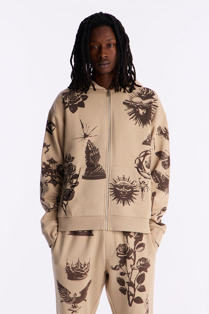 Rogue Culture Zip Up Hoodie - Taupe