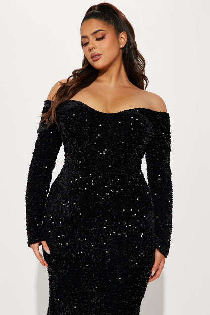 Annita Sequin Maxi Gown - Black