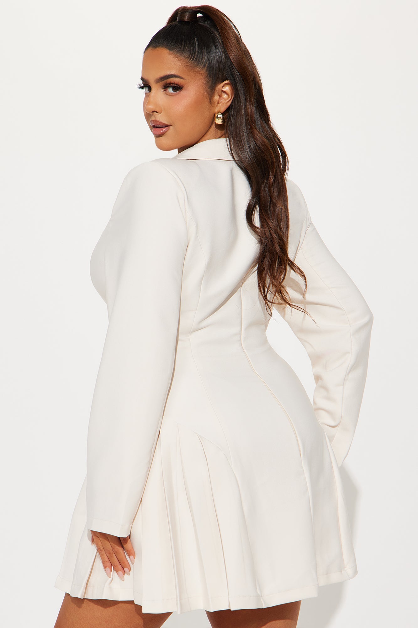 Whitley Pleated Blazer Mini Dress - Cream
