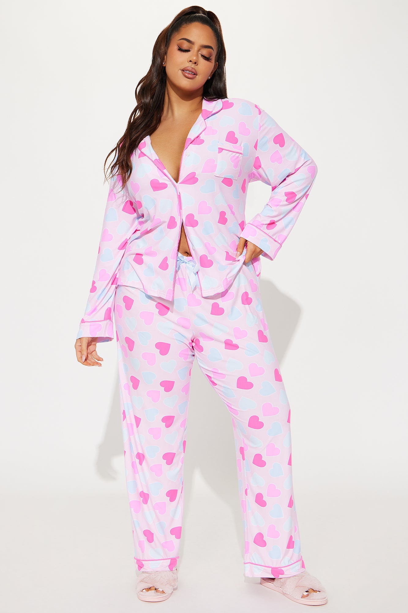 Love You Too PJ Pant Set - Pink/combo
