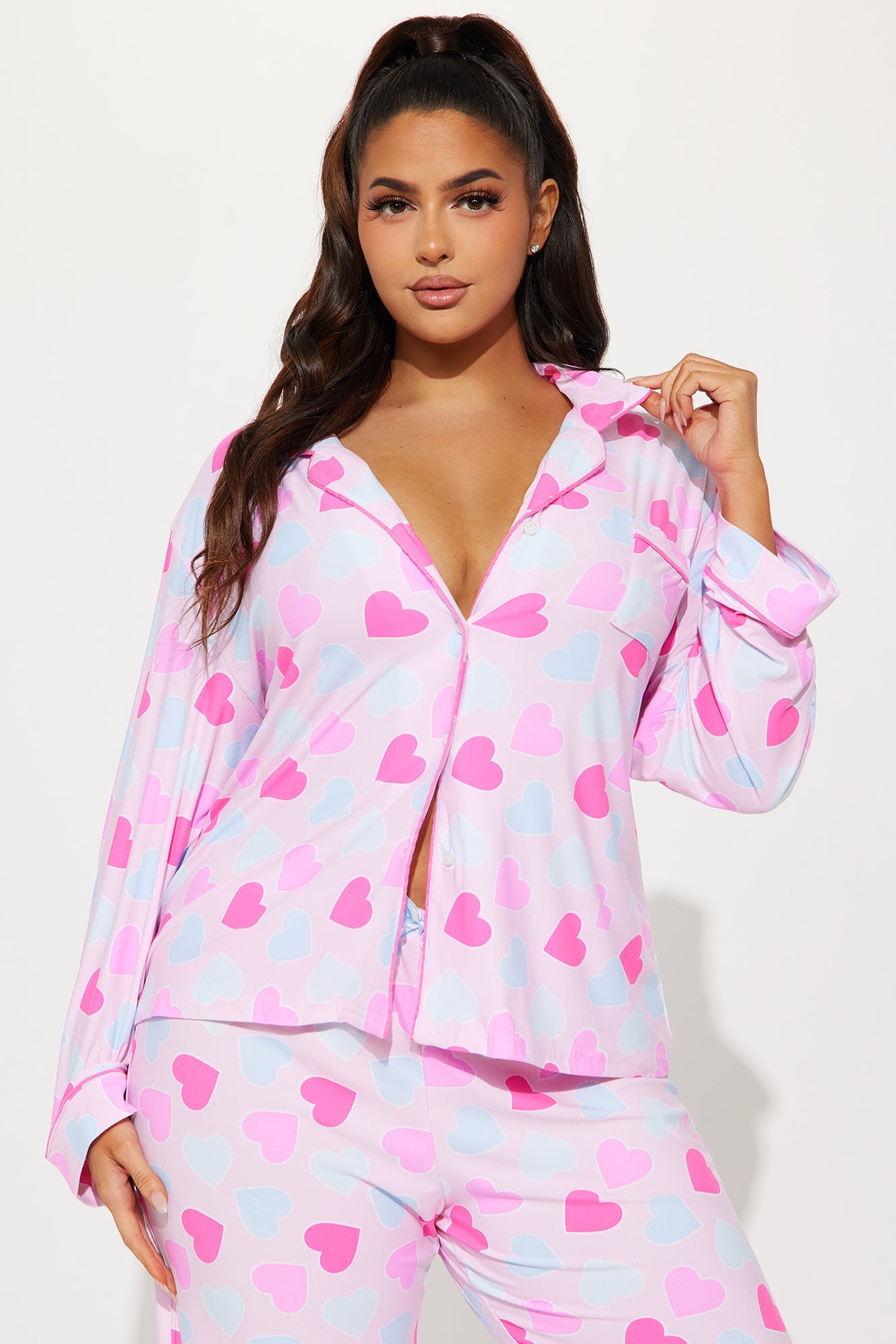 Love You Too PJ Pant Set - Pink/combo