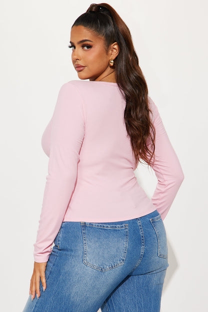 Stephanie Henley Long Sleeve Top - Pink