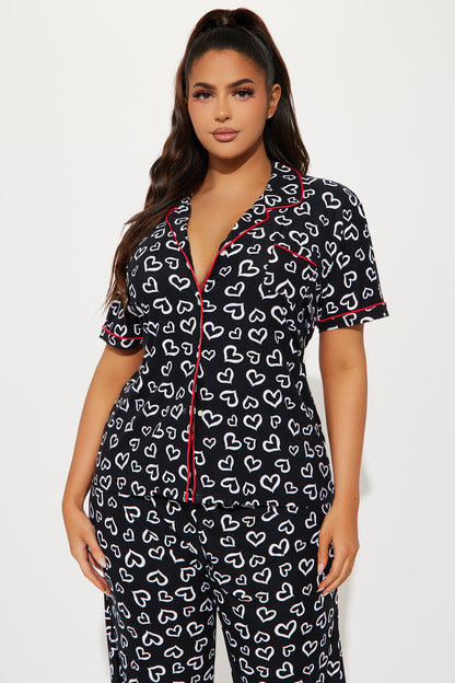 Give You My Heart PJ Pant Set - Black/White