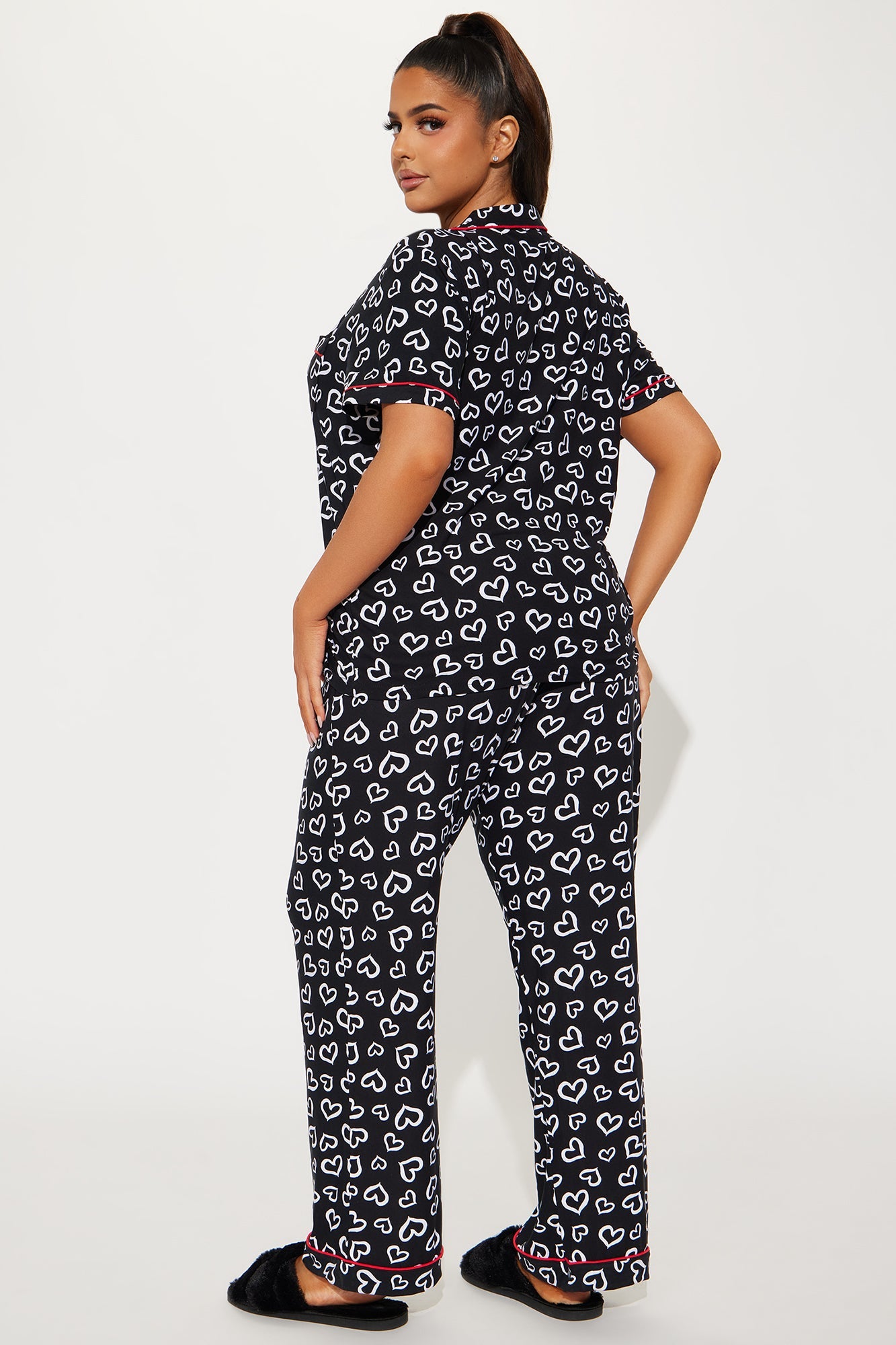 Give You My Heart PJ Pant Set - Black/White