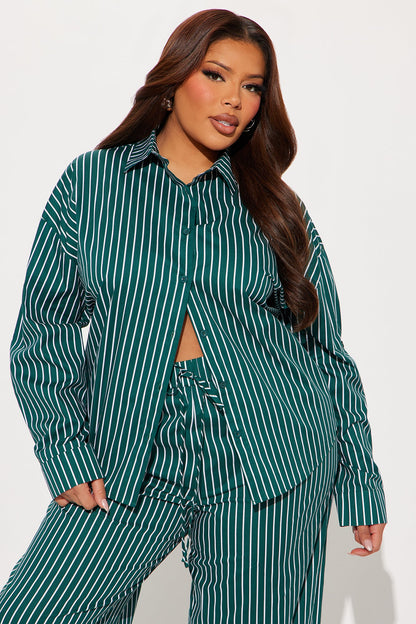 Sara Striped Wide Leg Pant Set - Green
