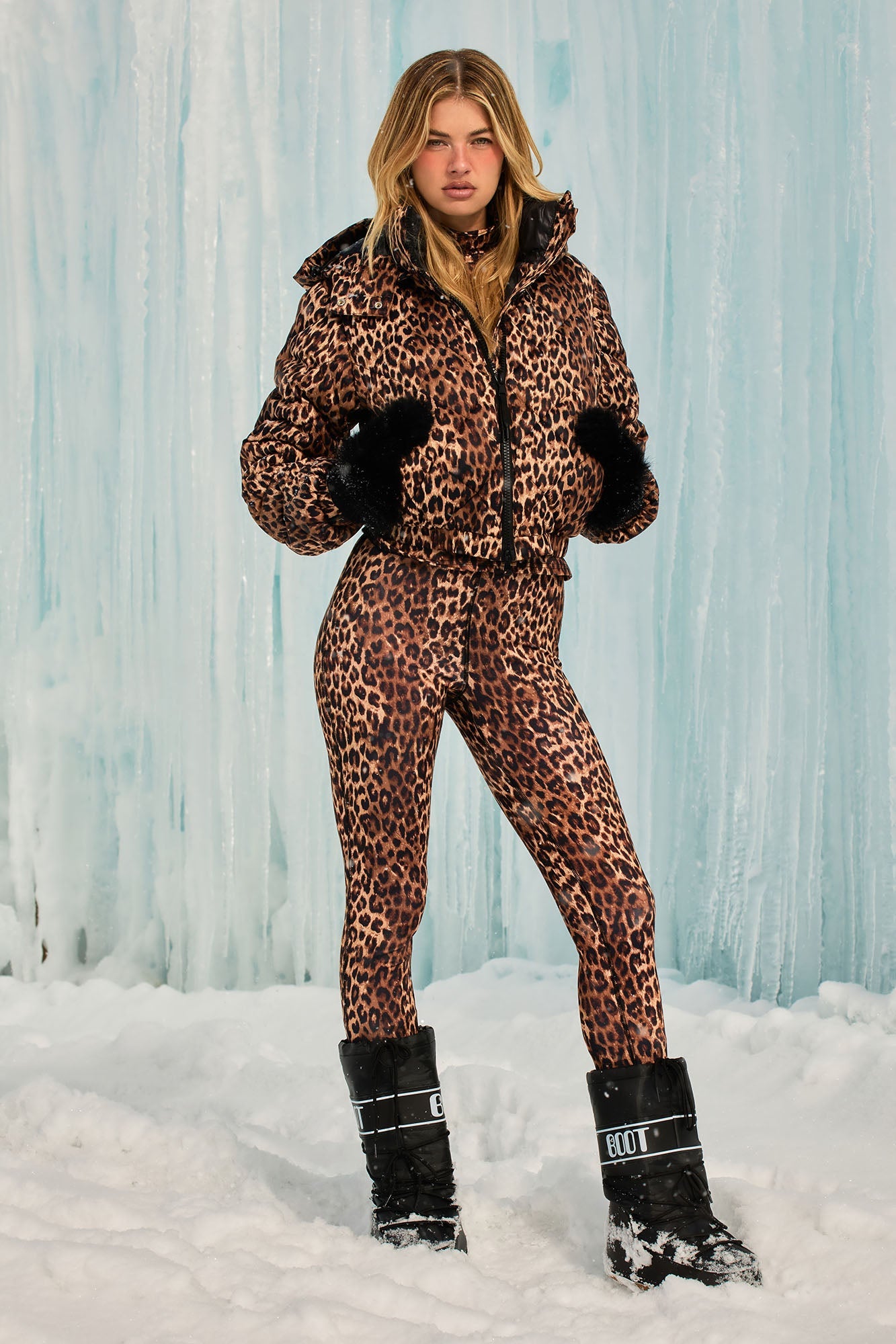 Snow Days Quilted Puffer Jacket - Leopard