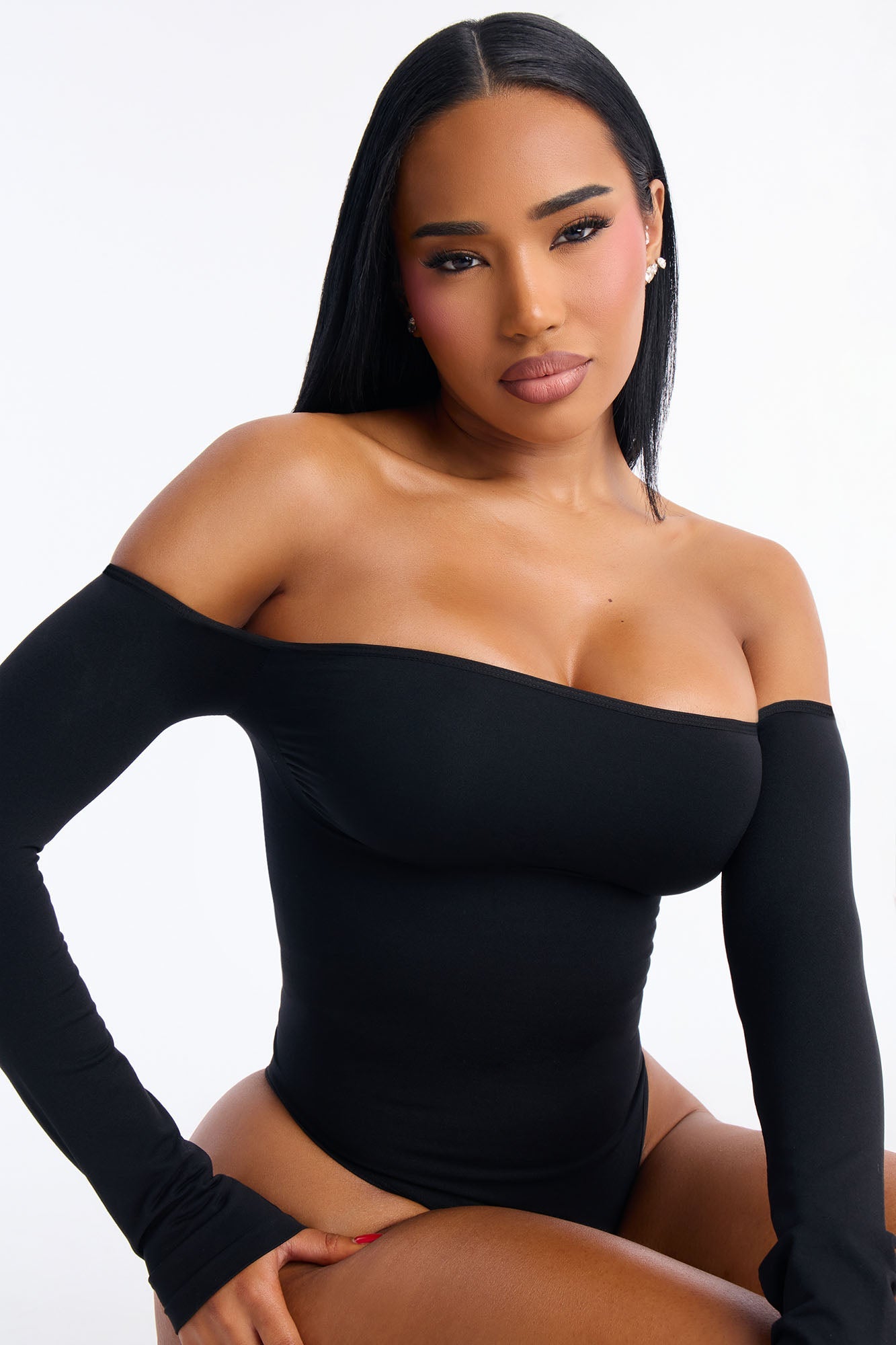 Off The Shoulder Shapewear Bodysuit - Black