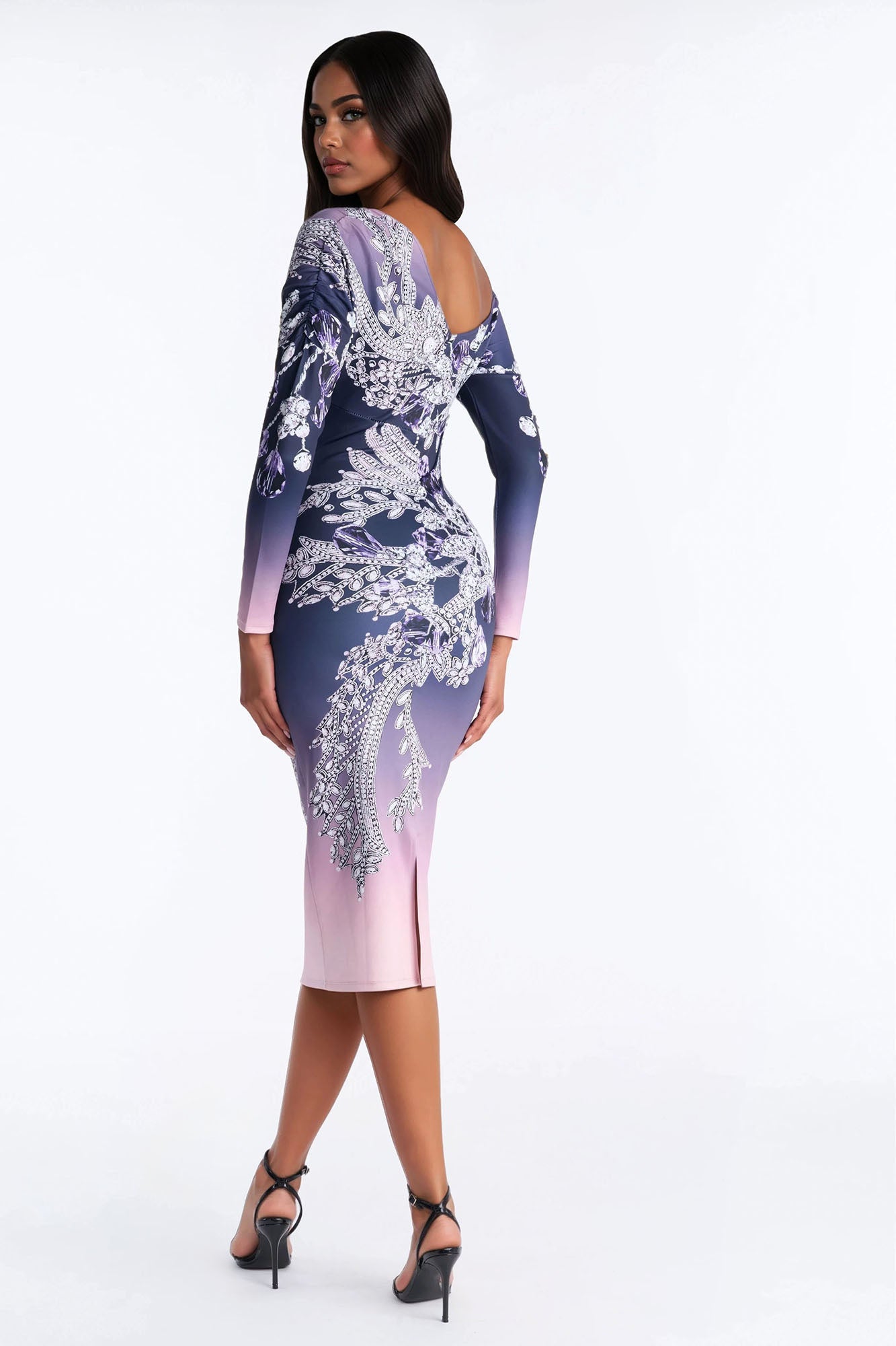 Karena Ombre Midi Dress - Purple/combo