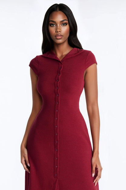 Dara Textured Midi Dress - Wine