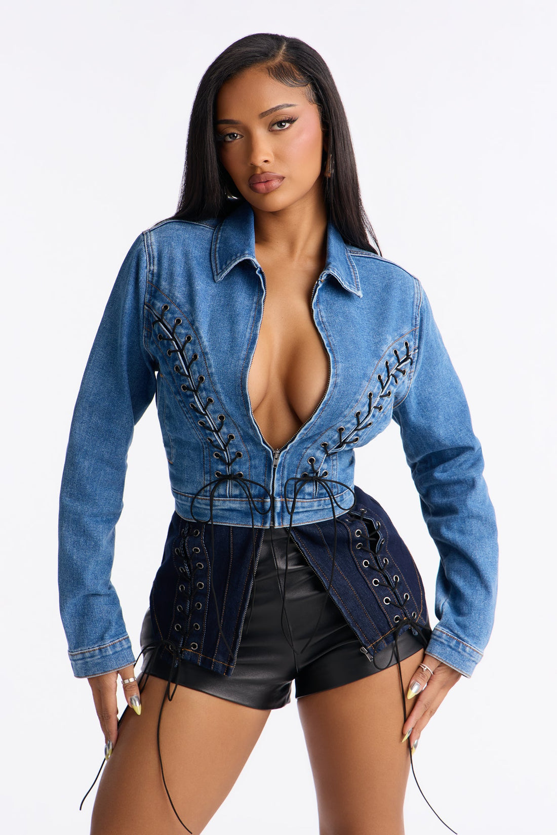 Laced Intentions Denim Jacket - Medium Wash