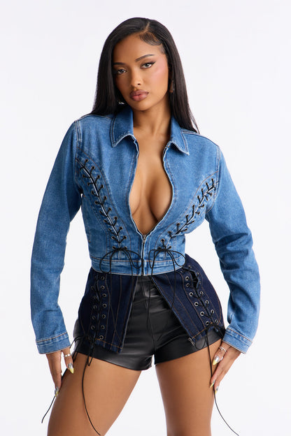 Laced Intentions Denim Jacket - Medium Wash