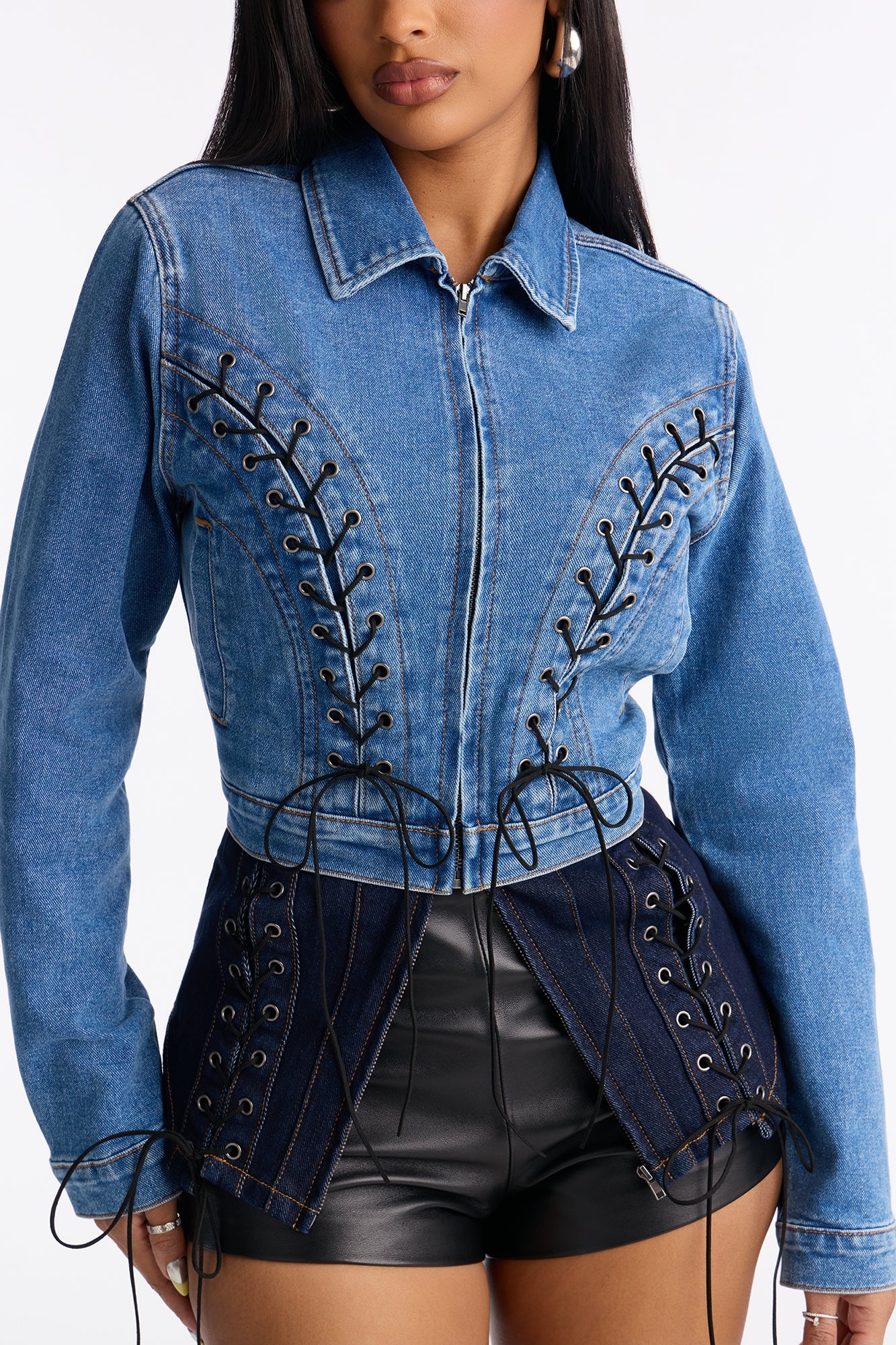 Laced Intentions Denim Jacket - Medium Wash