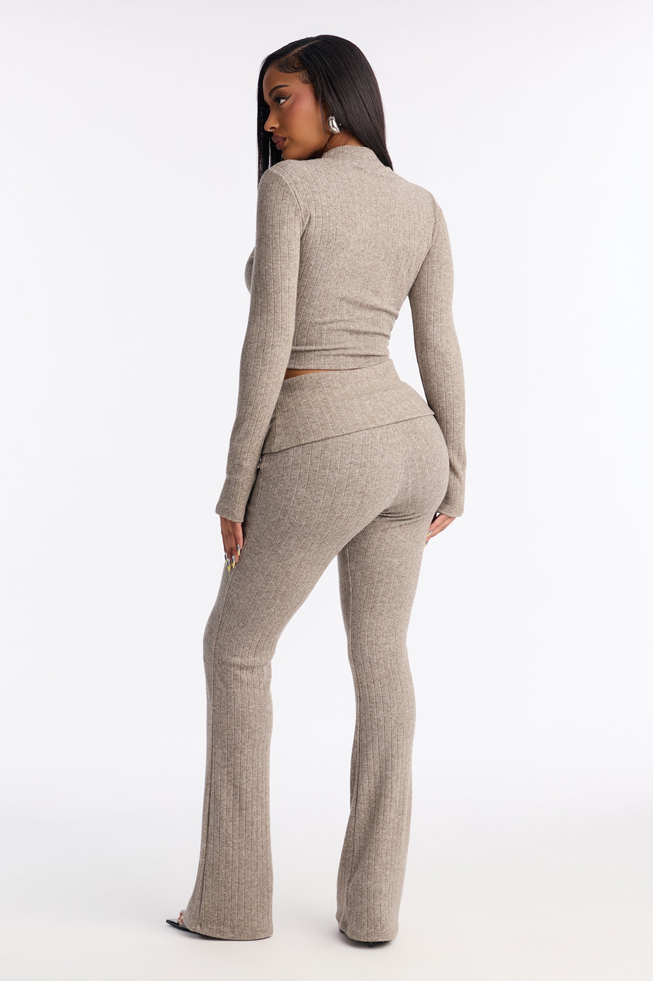 Carla Ribbed Sweater Pant Set - Grey