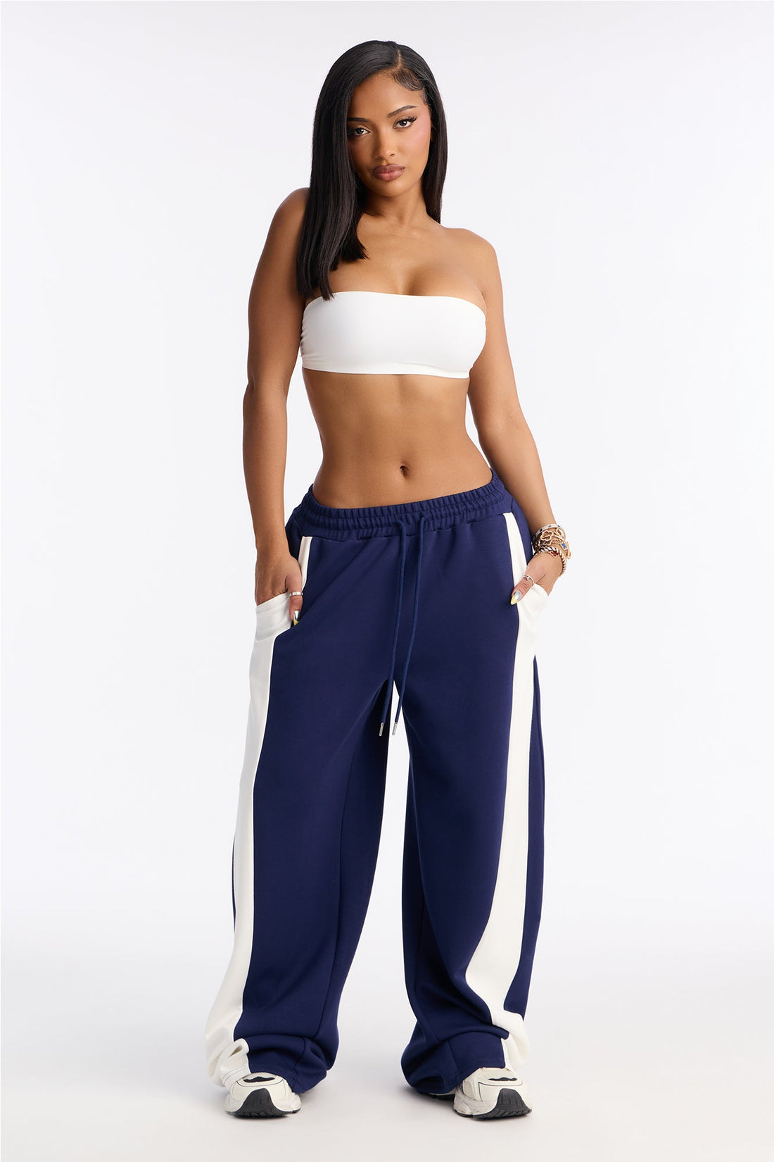 New Season Wide Leg Sweatpants - Navy