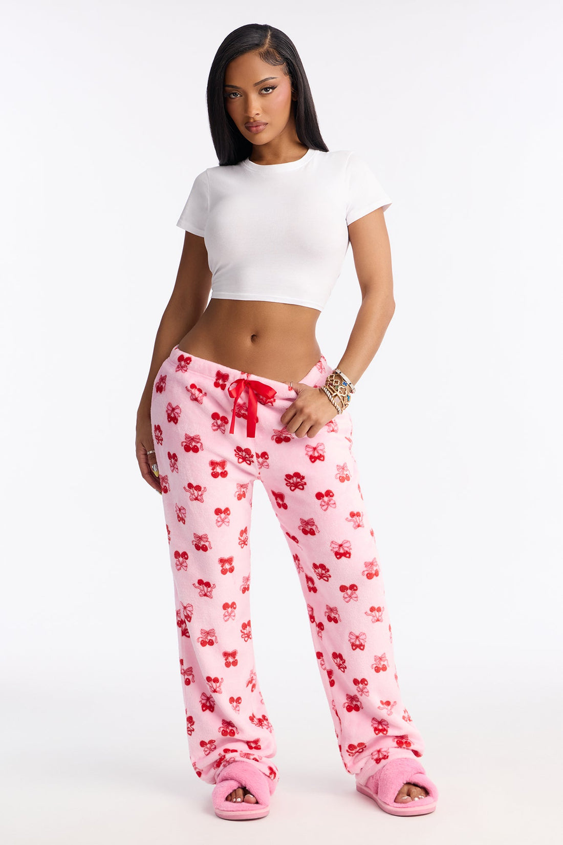 Very Cherry Plush PJ Pants - Pink/combo