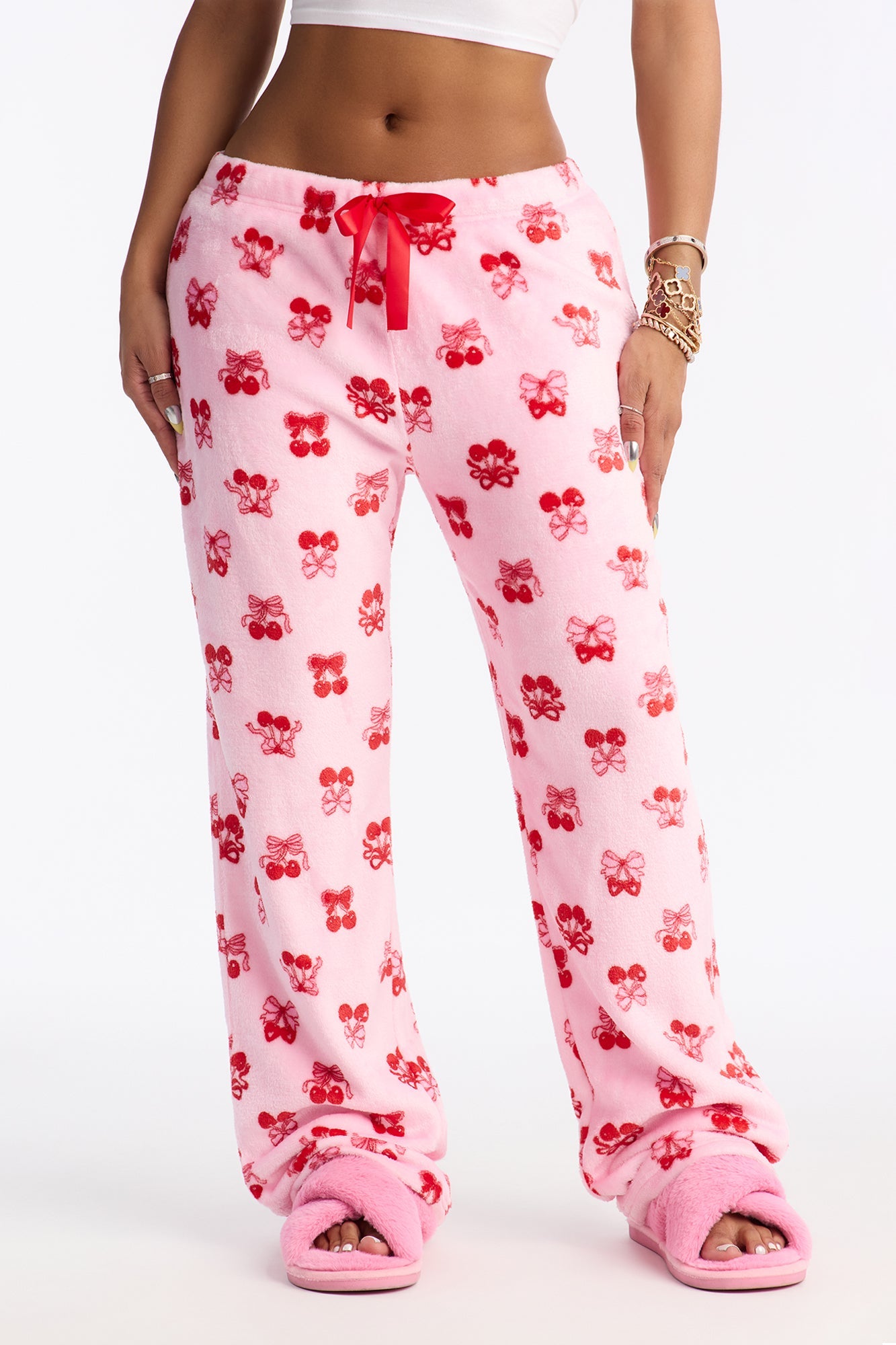 Very Cherry Plush PJ Pants - Pink/combo