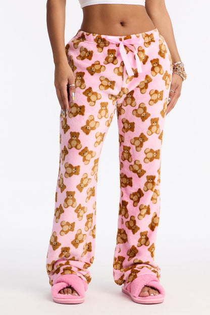 Bear Cuddles Plush PJ Pants - Pink/combo