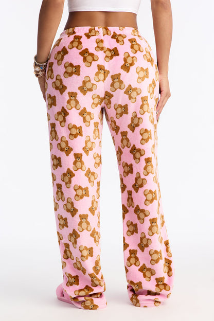 Bear Cuddles Plush PJ Pants - Pink/combo