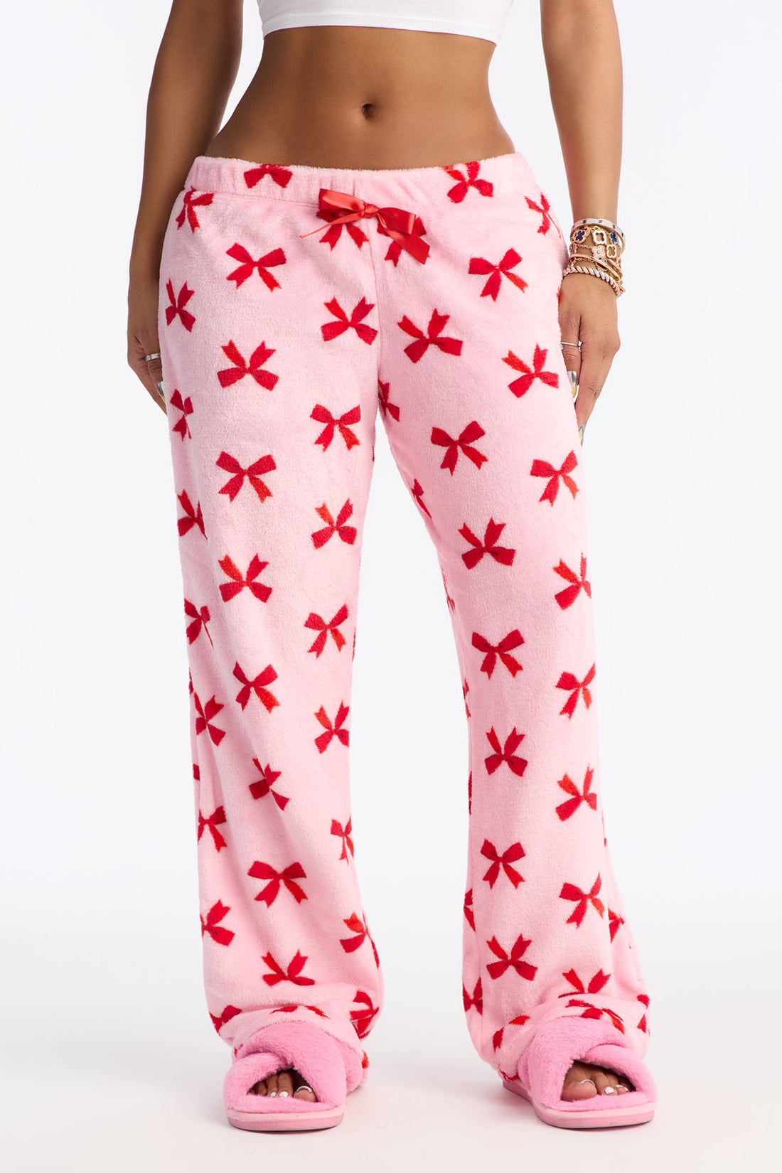 Lovely Bows Plush PJ Pants - Pink/combo