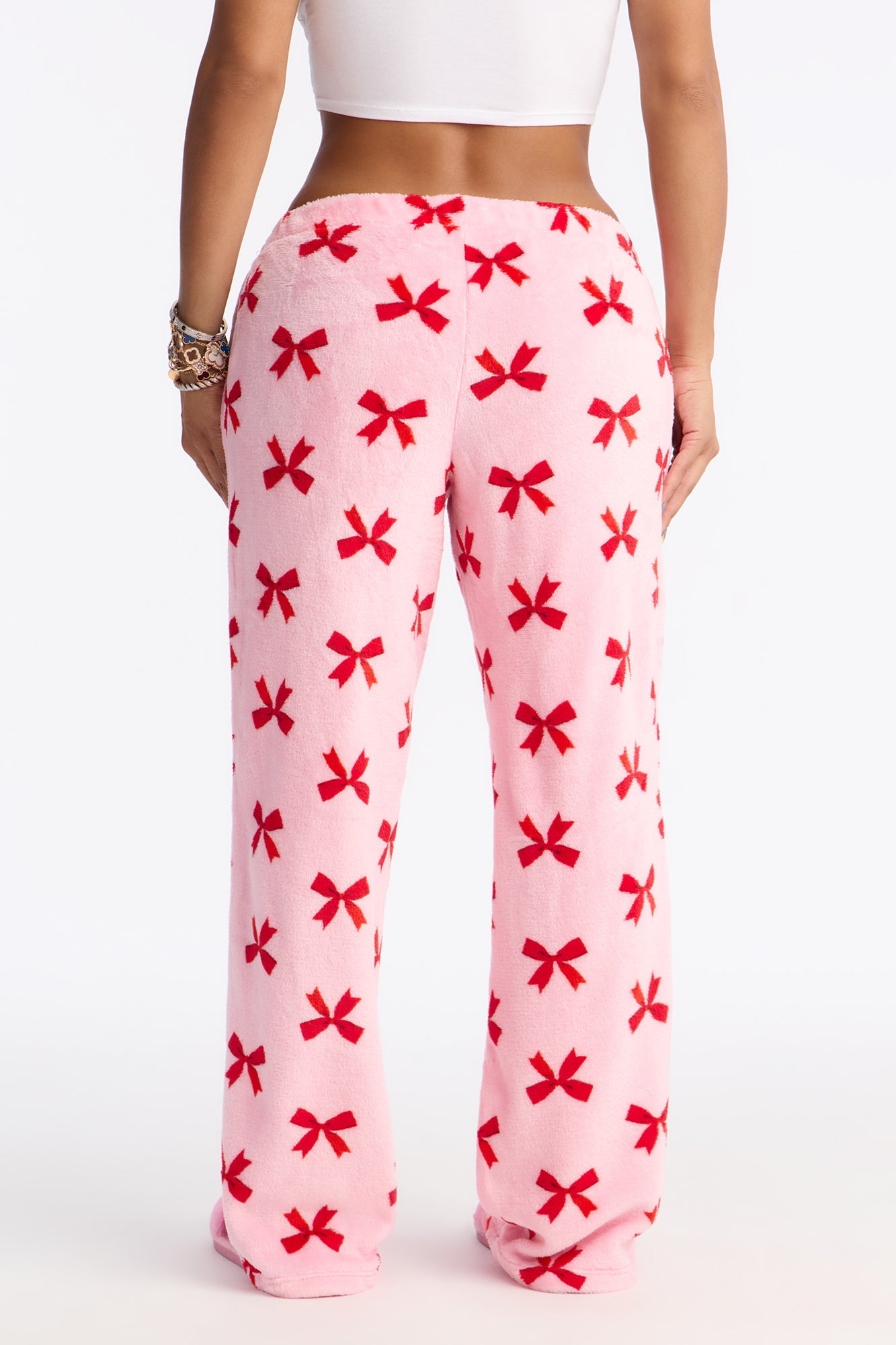 Lovely Bows Plush PJ Pants - Pink/combo