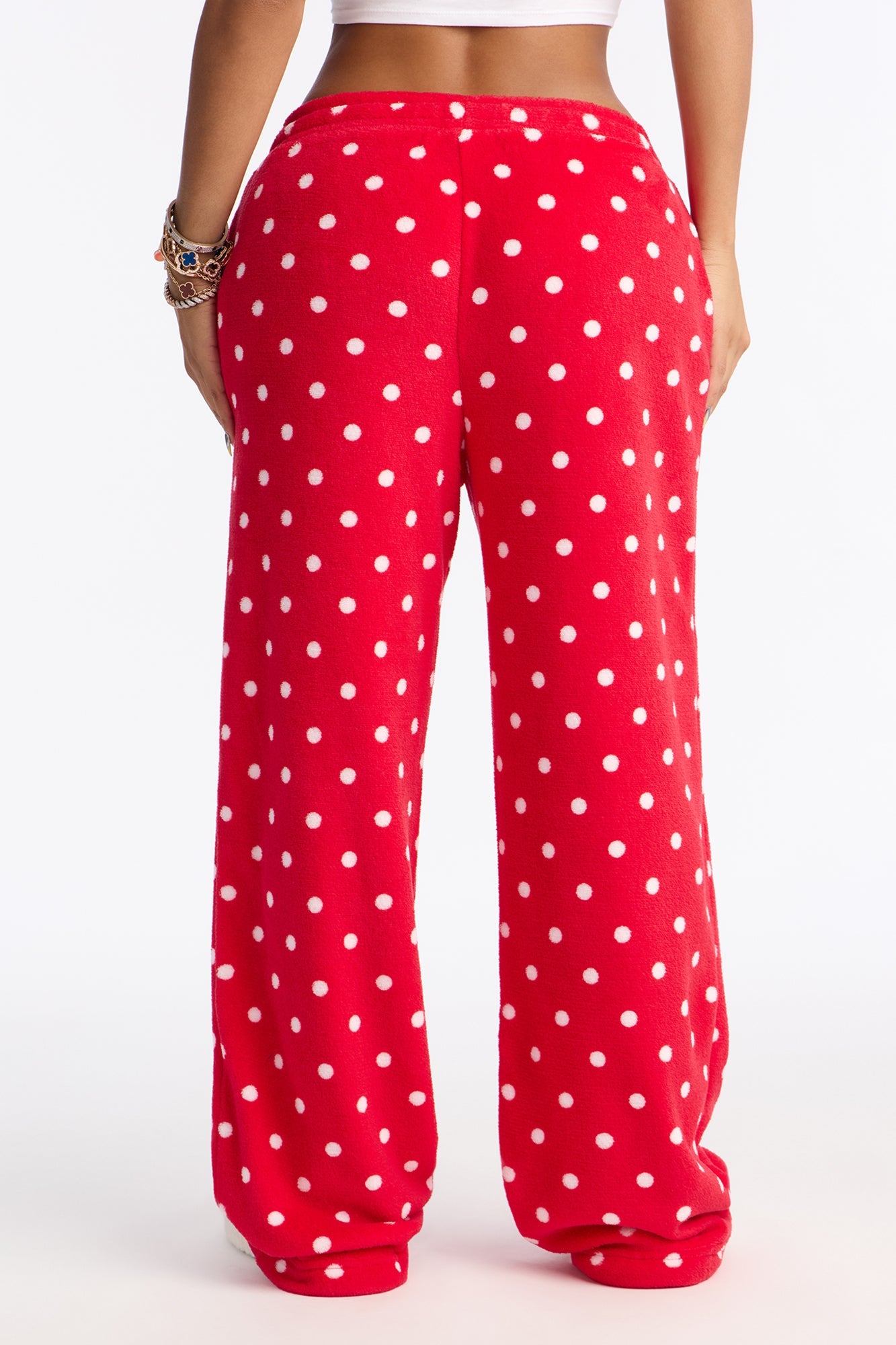 In My Dreams Plush PJ Pants - Red/White