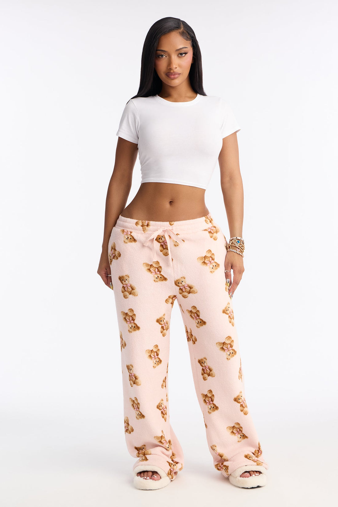 Bear Hugs Plush PJ Pants - Blush