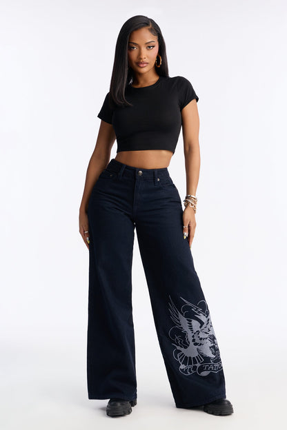 Ed Hardy Heart Snakes Baggy Jeans - Dark Wash
