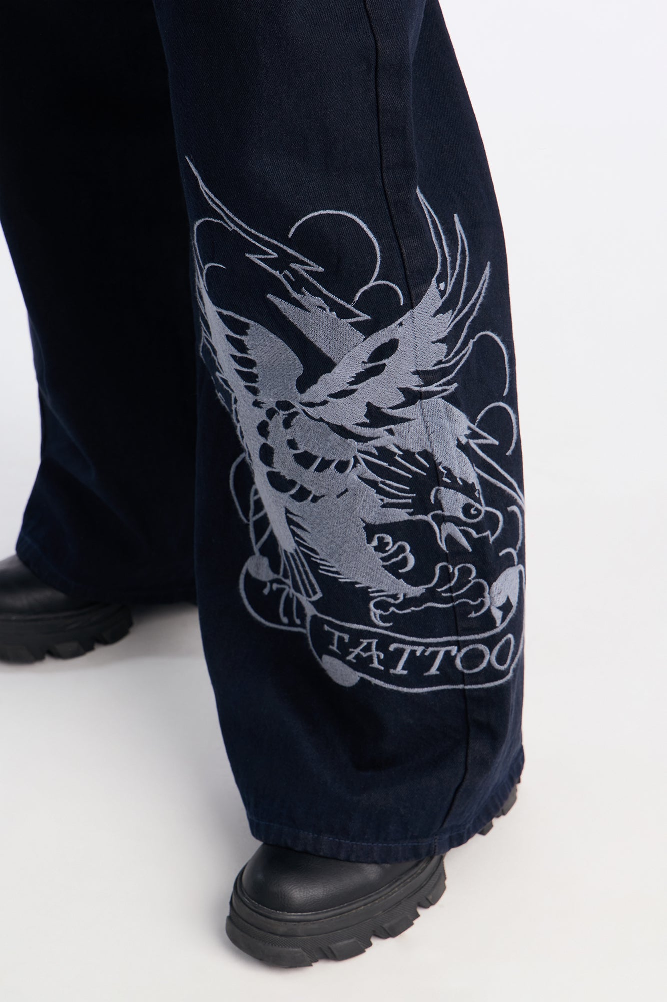 Ed Hardy Heart Snakes Baggy Jeans - Dark Wash