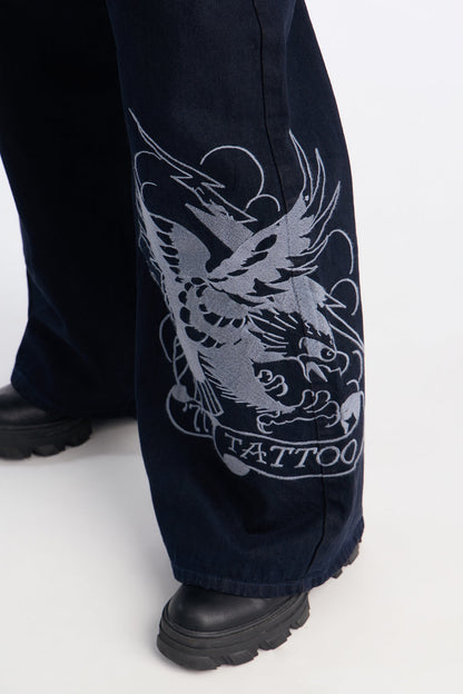 Ed Hardy Heart Snakes Baggy Jeans - Dark Wash