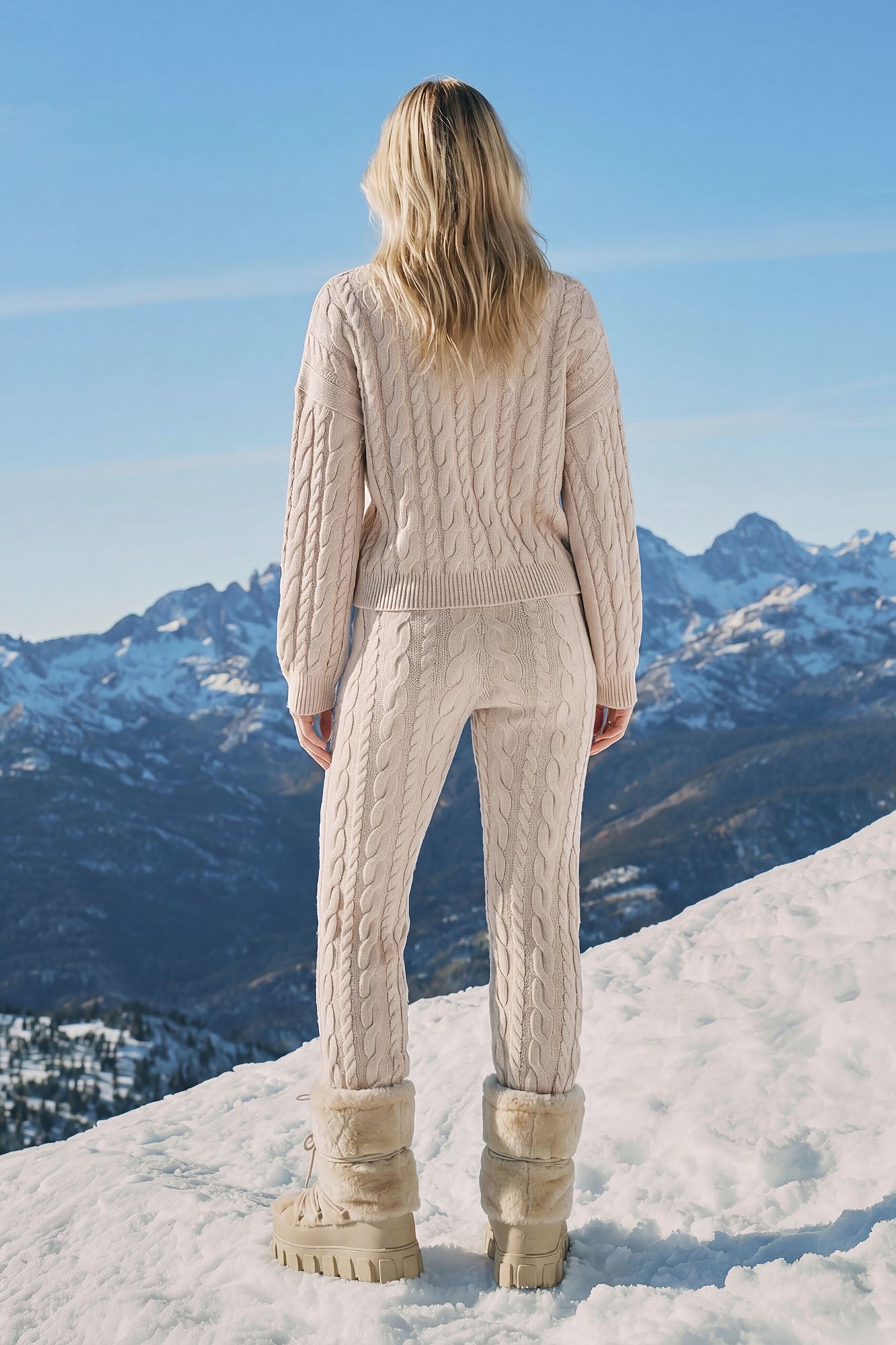 Cozy Days Cable Knit Sweater Pant Set - Taupe
