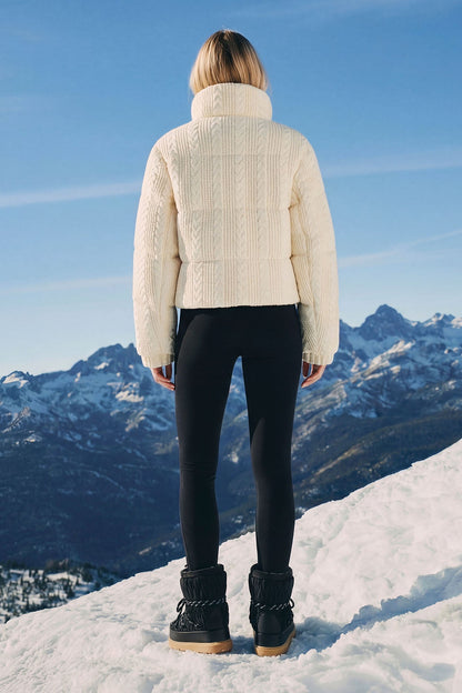 Aspen Vibes Cable Knit Puffer - Taupe