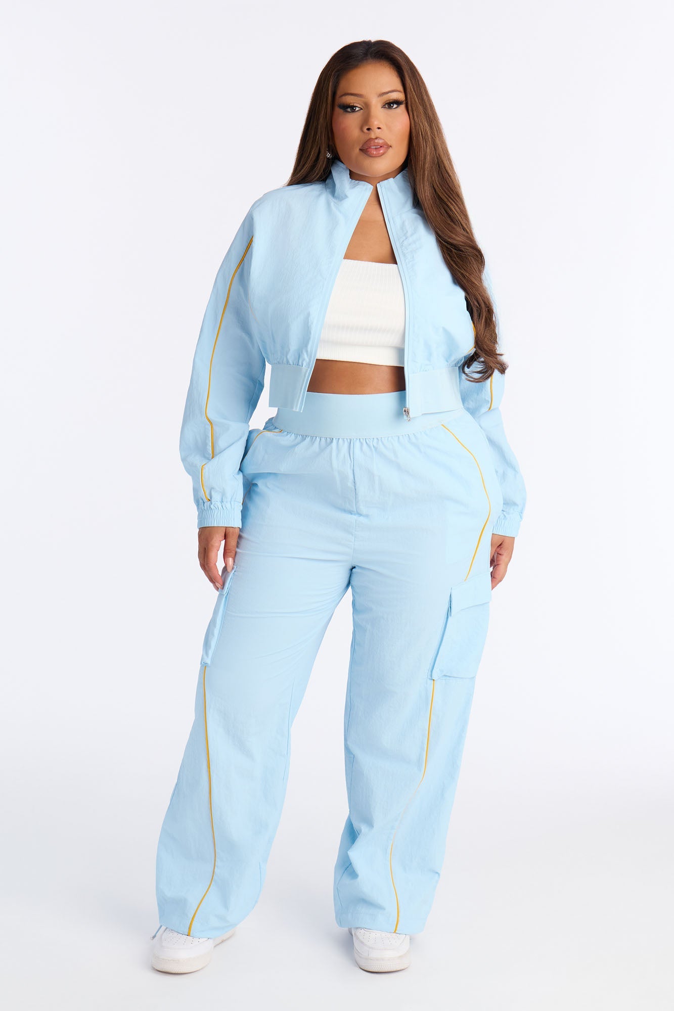 Steal The Moment Windbreaker Pant Set - Light Blue