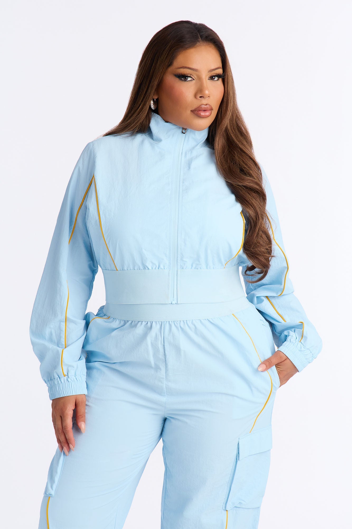 Steal The Moment Windbreaker Pant Set - Light Blue