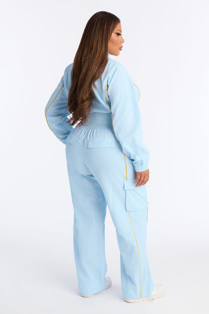 Steal The Moment Windbreaker Pant Set - Light Blue