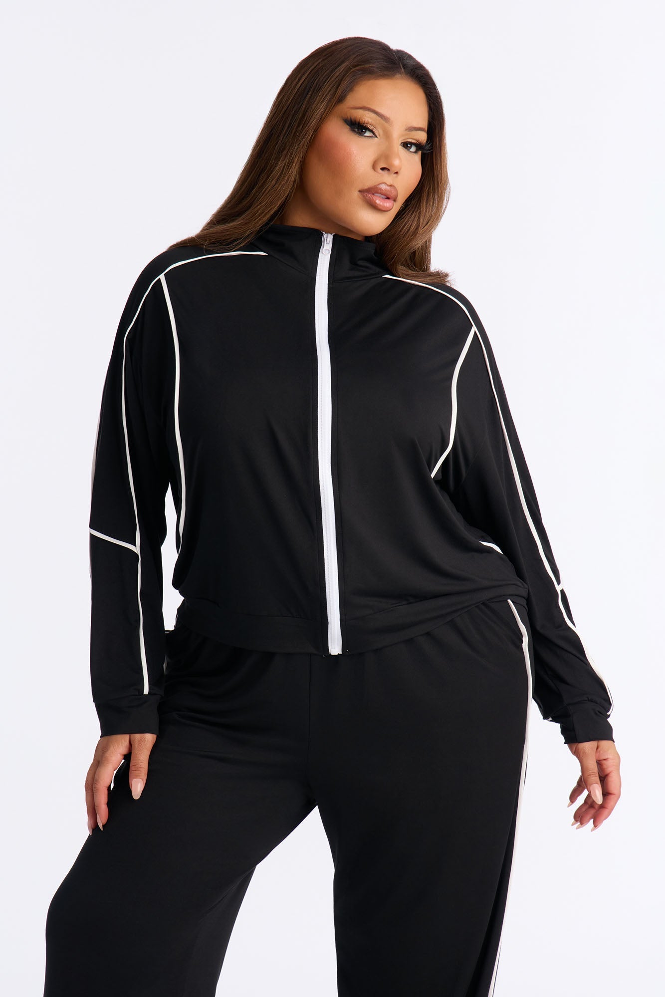 Lined Up Zip Up Hoodie - Black