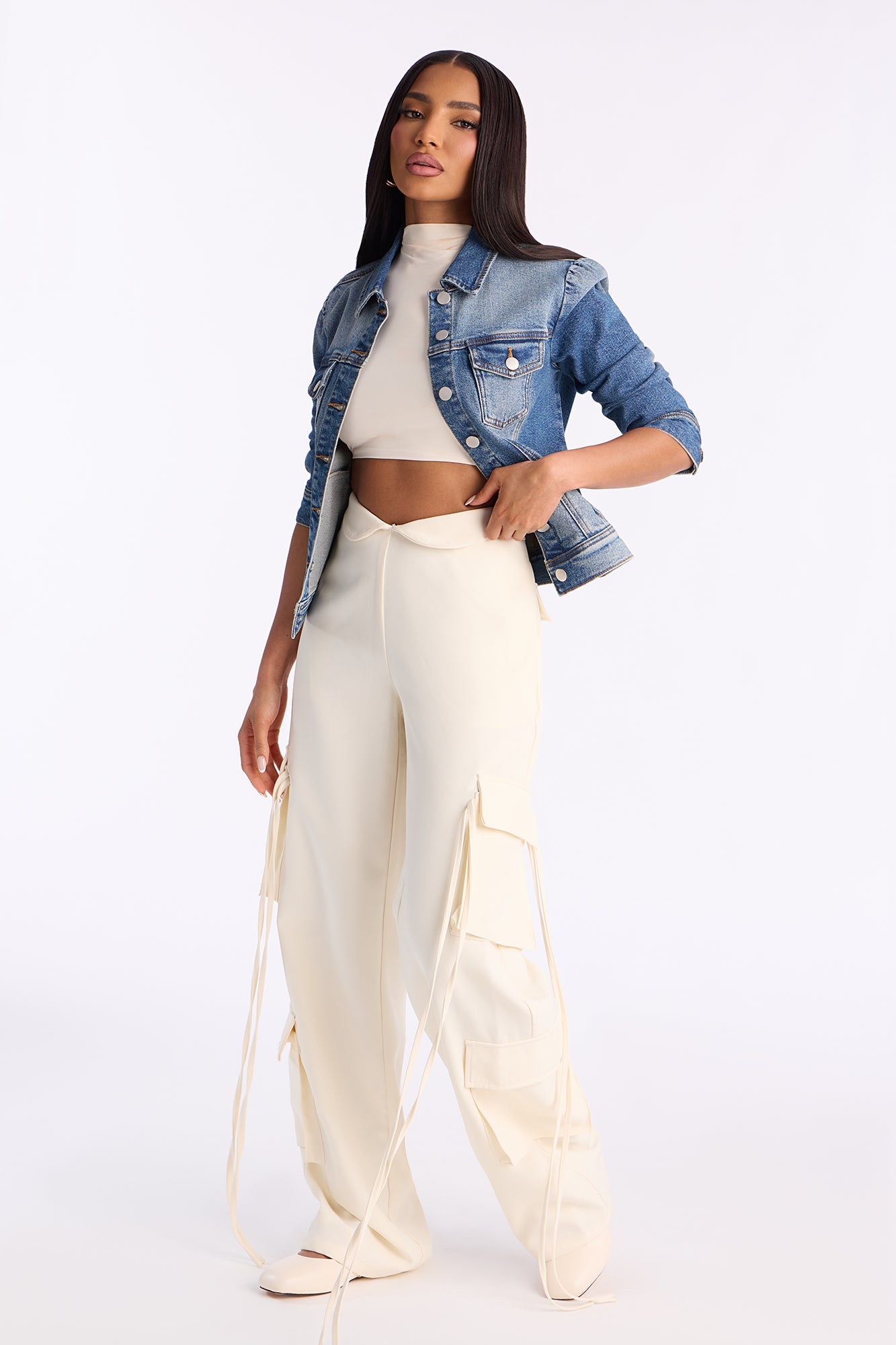 Princessa Puff Sleeve Denim Jacket - Medium Wash