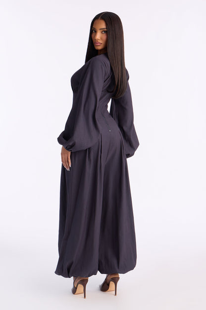 Mya Balloon Wide Leg Jumpsuit - Charcoal