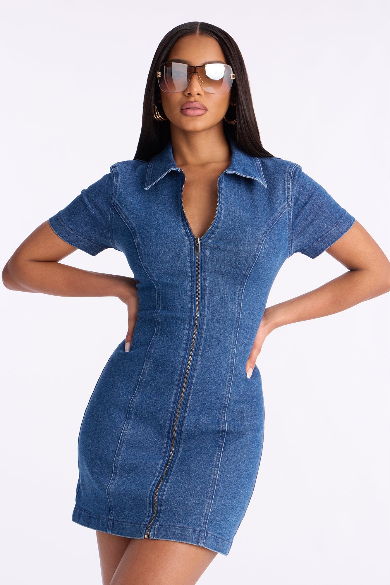 Gabby Denim Mini Dress - Dark Wash