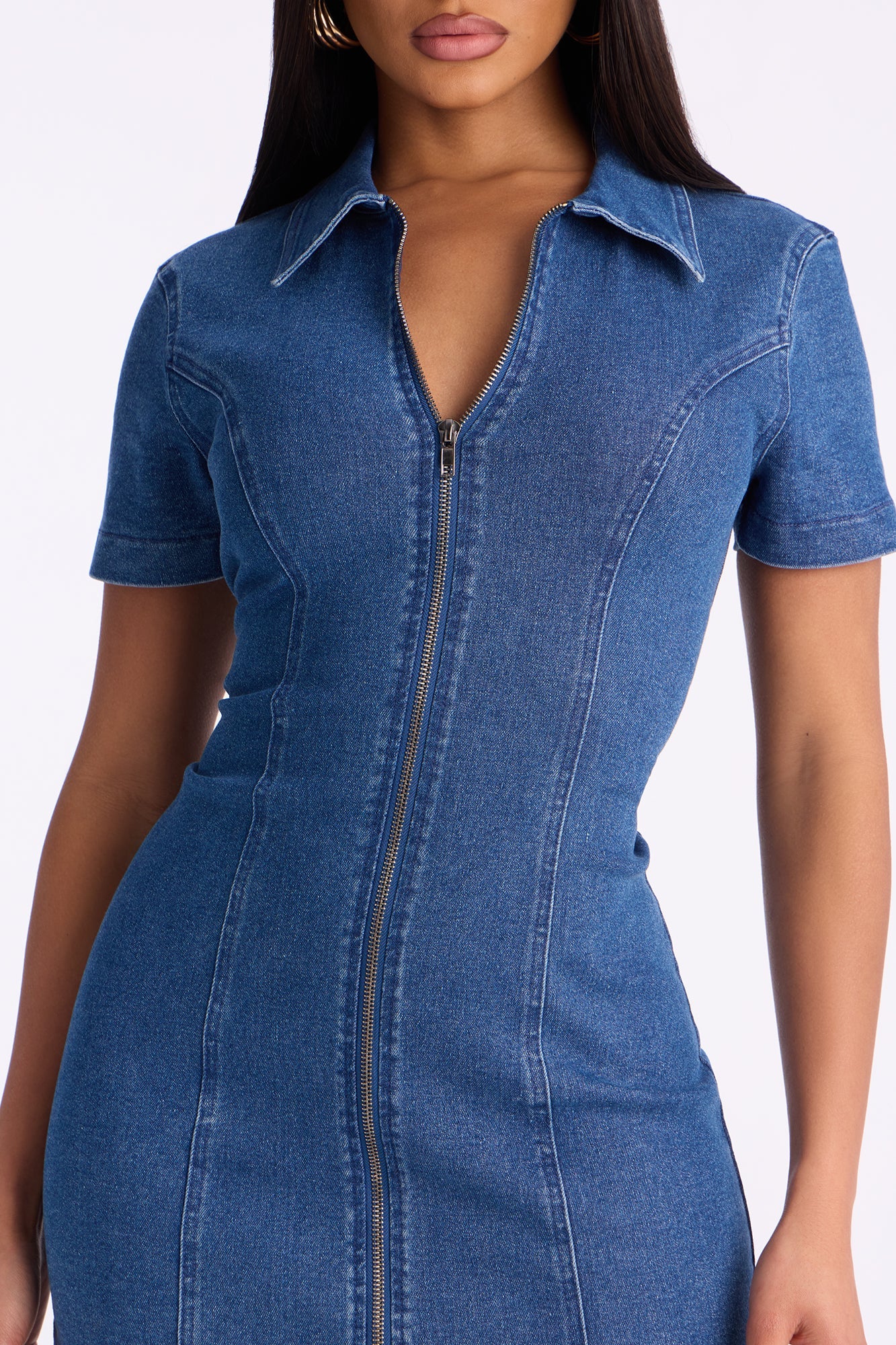 Gabby Denim Mini Dress - Dark Wash