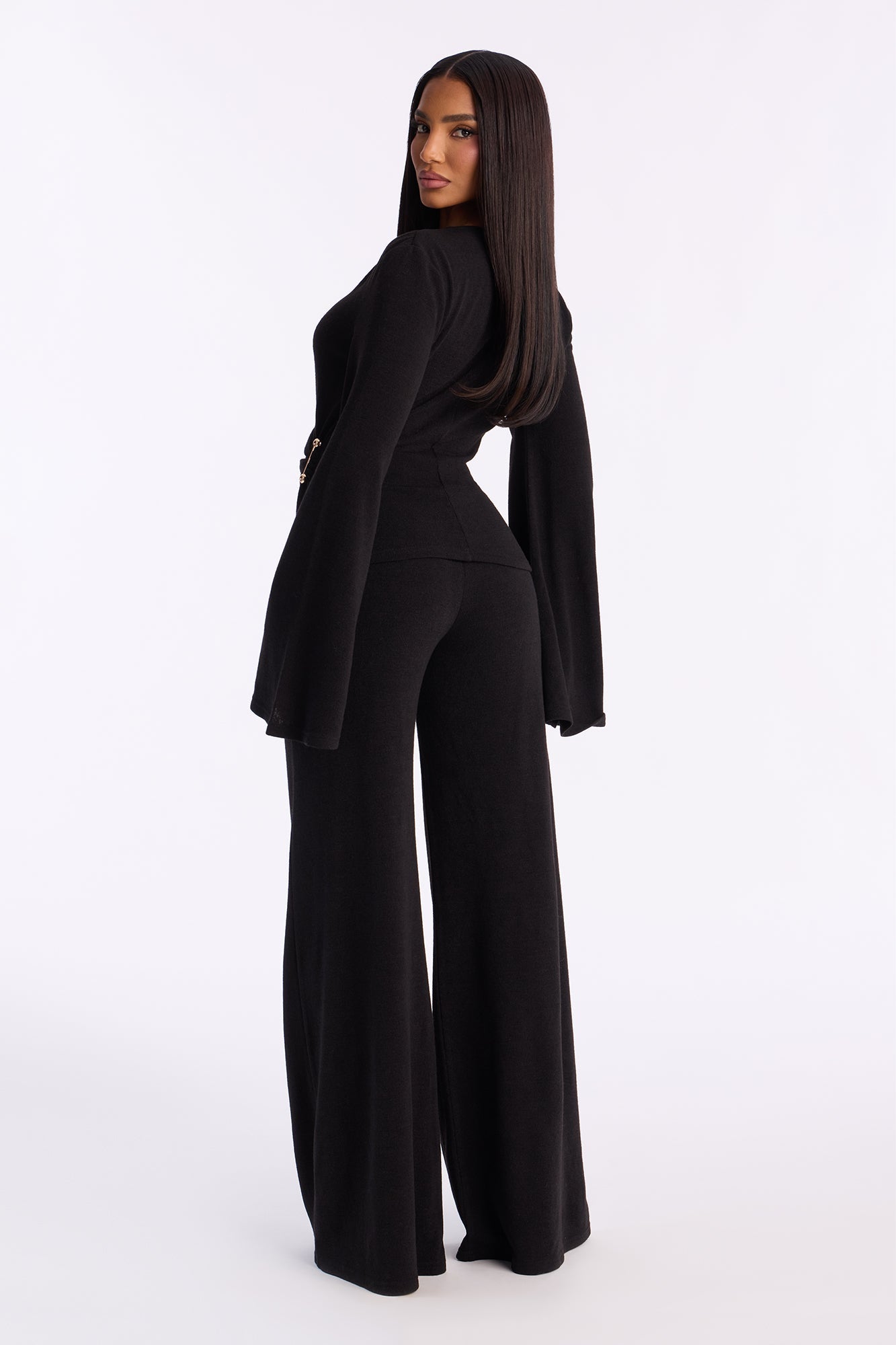 Bailey Flare Leg Pant Set - Black