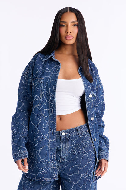 Live Wire Oversized Denim Shacket - Dark Wash
