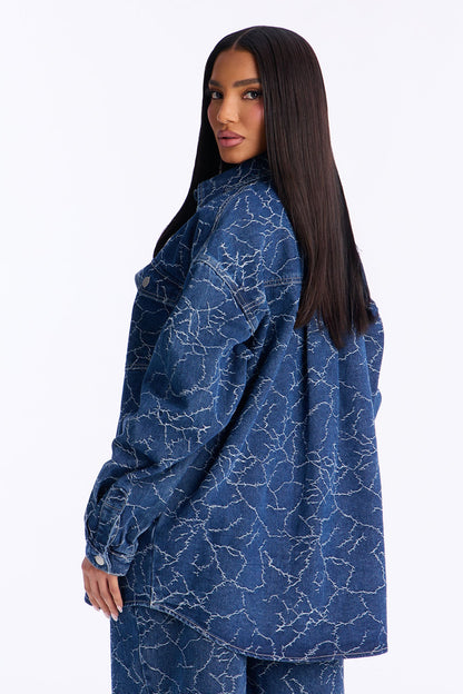 Live Wire Oversized Denim Shacket - Dark Wash
