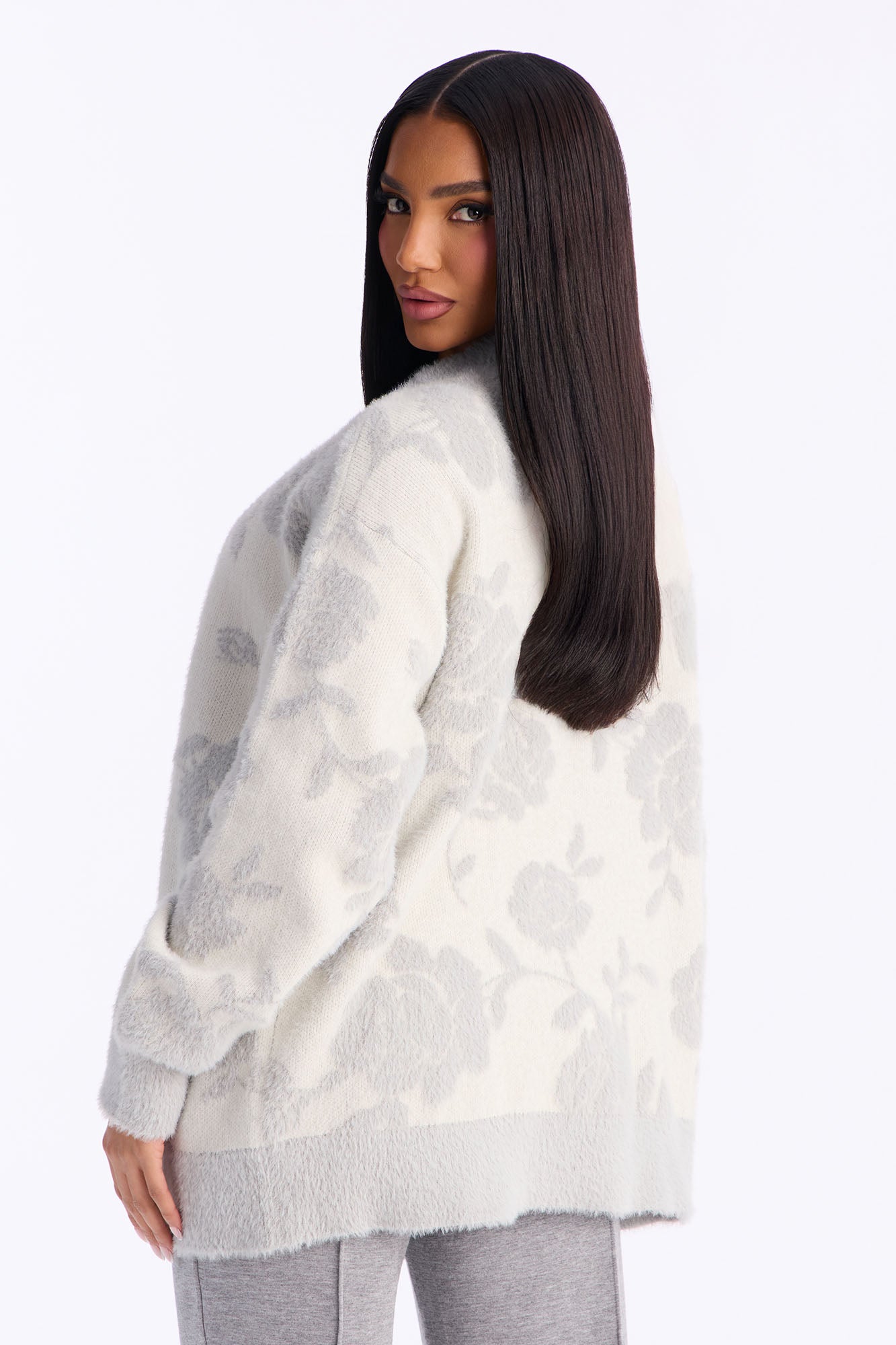 Picking Petals Floral Cardigan - Grey/combo