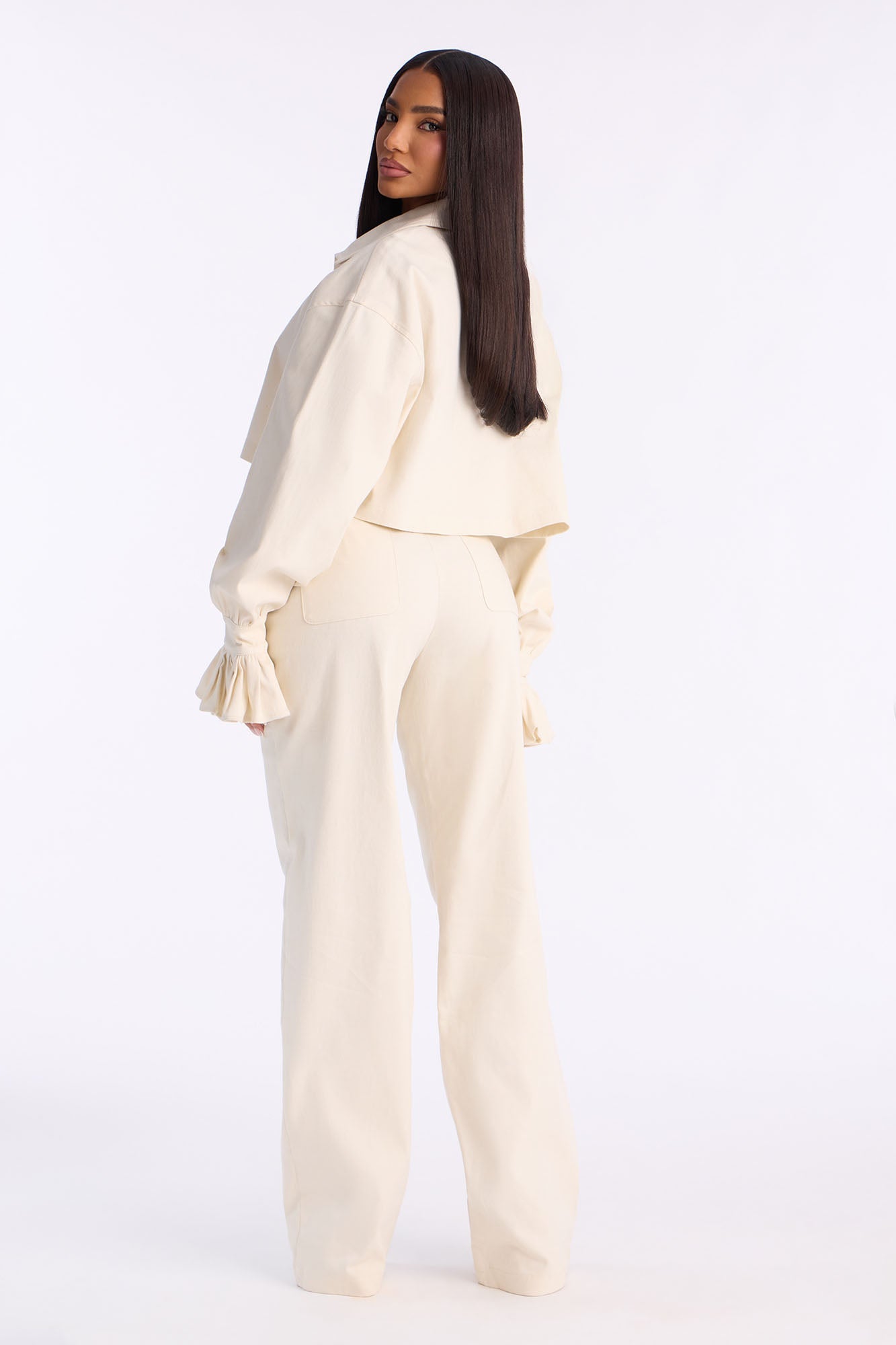 Mianna Twill Jacket Pant Set - Off White