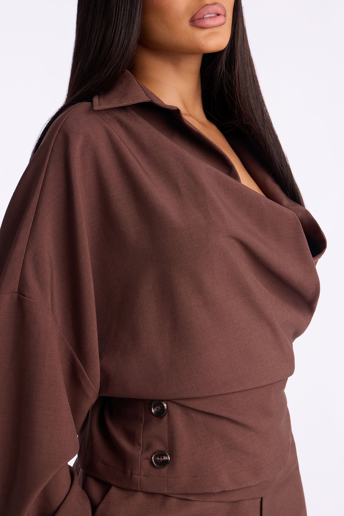 Kiara Wide Leg Pant Set - Brown