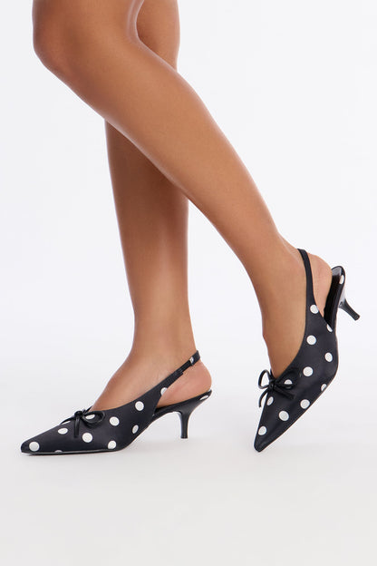 Debb Bow Slingback Pumps - Black/White