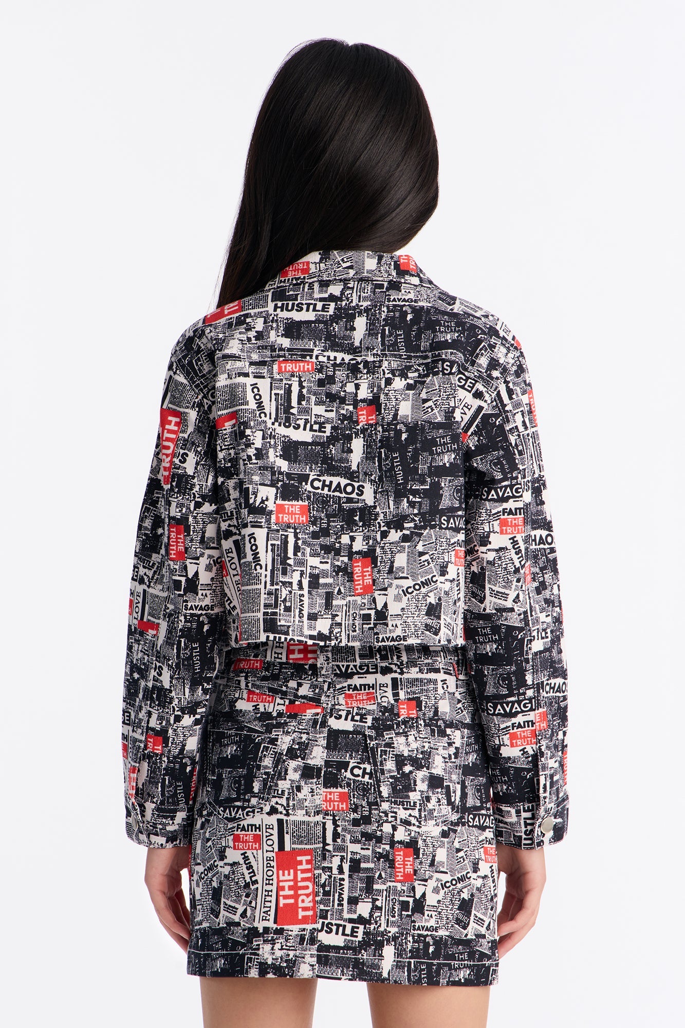 Mini Good News Printed Denim Jacket - Off White/combo