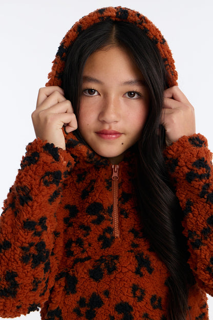 Mini Print Sherpa Fleece Lined Legging Set II - Brown